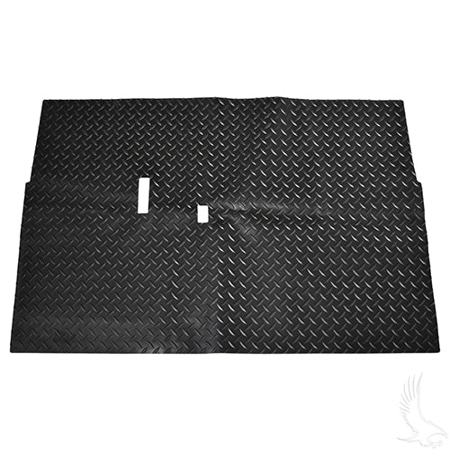 Floor Mat, Diamond Plate Rubber, Black, Club Car DS 82+