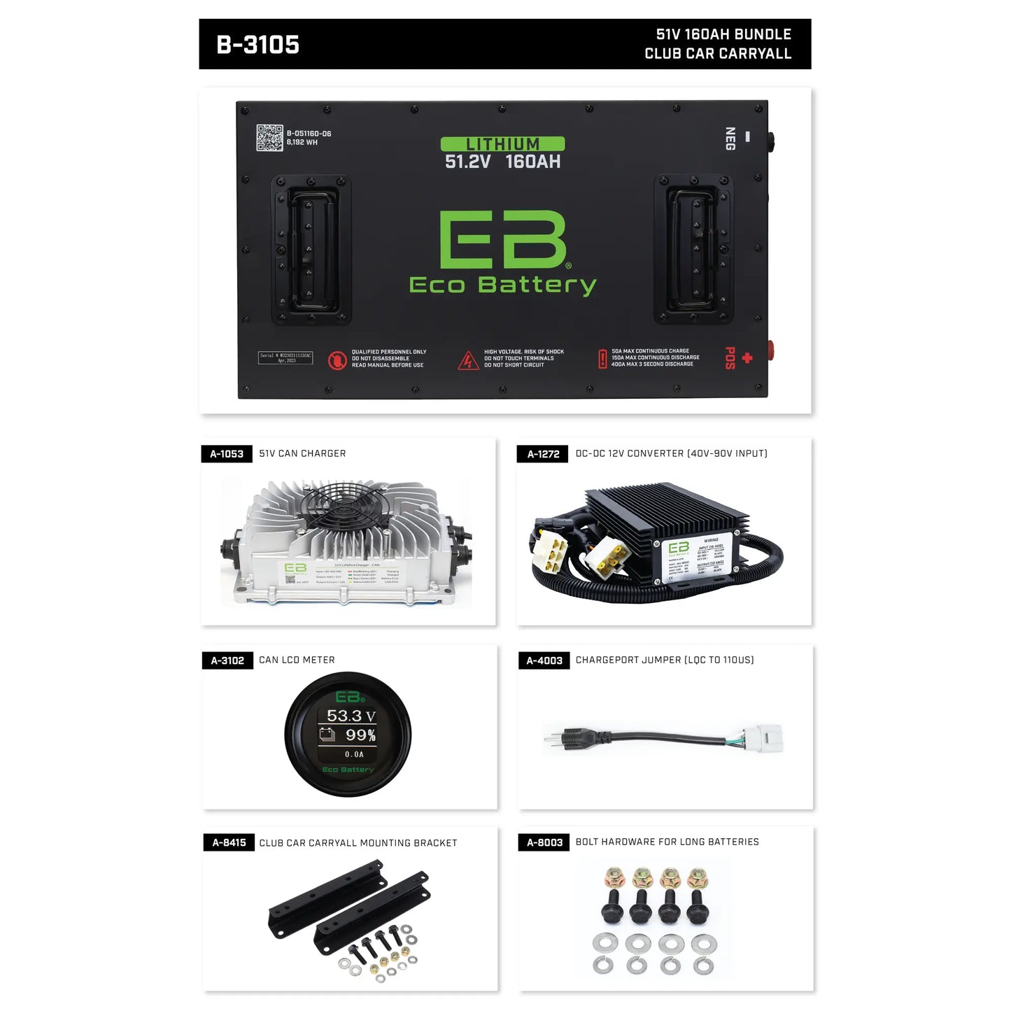 Eco Battery 48V - 160AH Lithium Battery Bundle